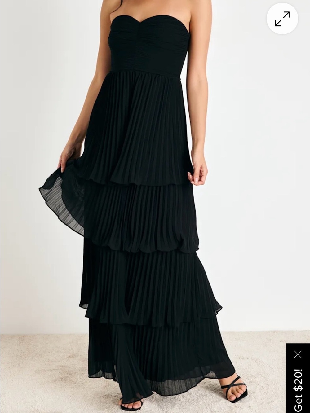 Lulu's Seriously Sensational Black Strapless Tiered Maxi Dress